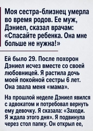 Моя сестра-близнец умерла в родильном зале.