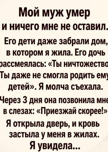 Мой муж умер и не оставил мне ничего.