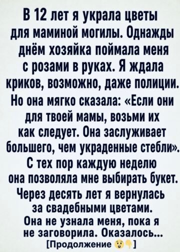 Двенадцать лет я воровала цветы для